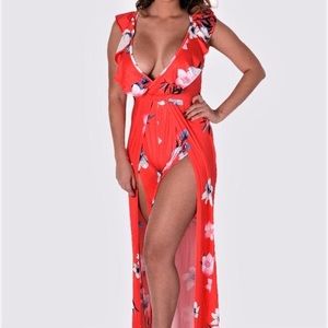 Fit Miami Style Pants - Red Floral Jumpsuit Fit Miami Style Pants - Red Floral Jumpsuit
